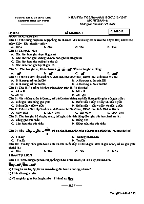 Đề kiểm tra 45 phút môn Toán Lớp 6 - Mã đề 312 - Năm học 2016-2017 - Trường THCS An Ninh